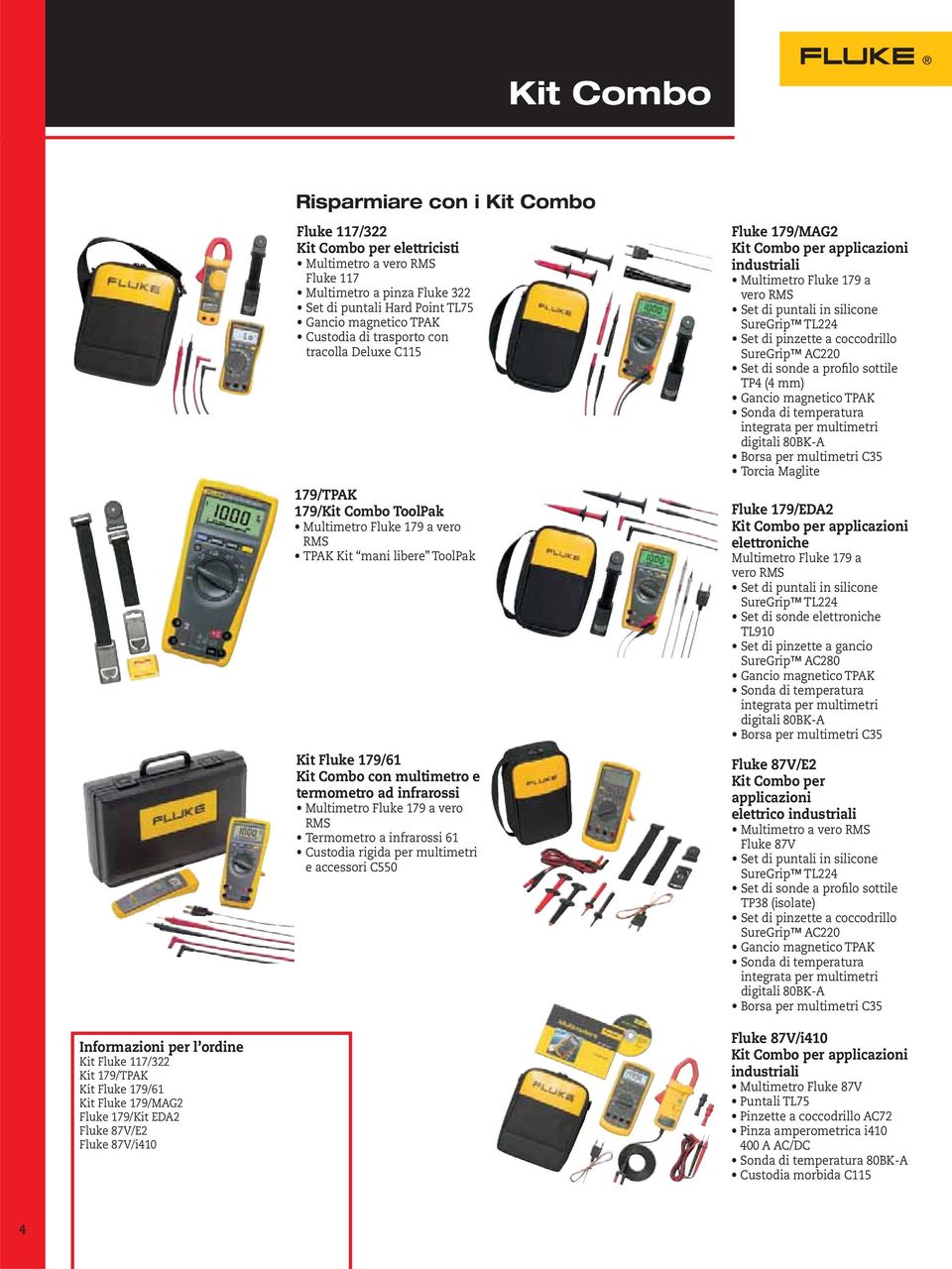 infrarossi Multimetro Fluke 179 a vero RMS Termometro a infrarossi 61 Custodia rigida per multimetri e accessori C550 Fluke 179/MAG2 Kit Combo per applicazioni industriali Multimetro Fluke 179 a vero