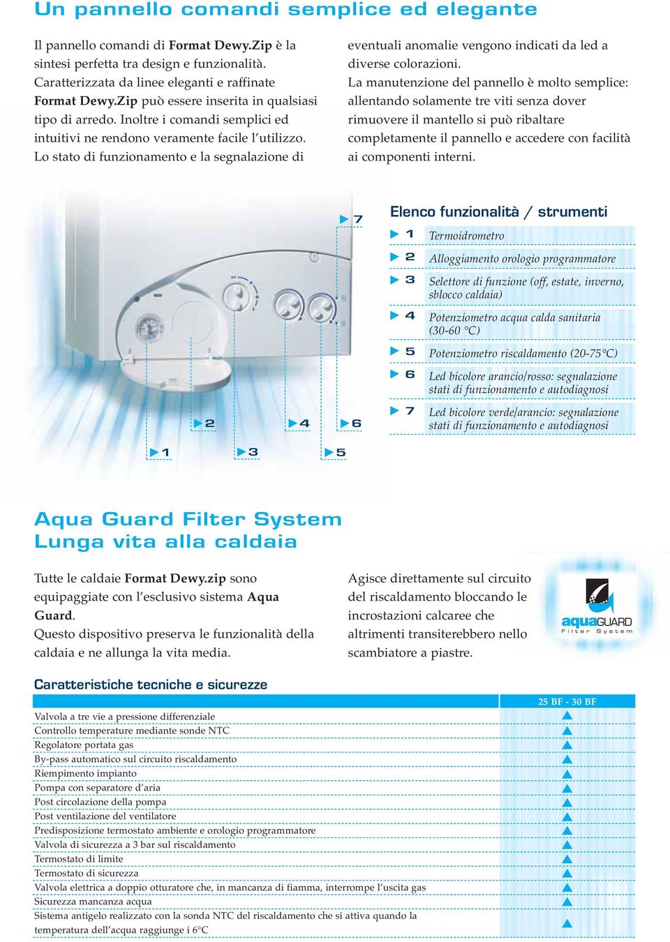 Lo stato di funzionamento e la segnalazione di eventuali anomalie vengono indicati da led a diverse colorazioni.