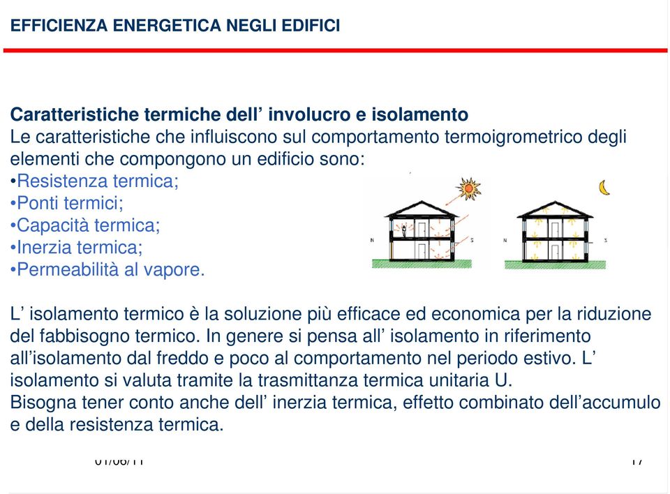 L isolamento termico è la soluzione più efficace ed economica per la riduzione del fabbisogno termico.