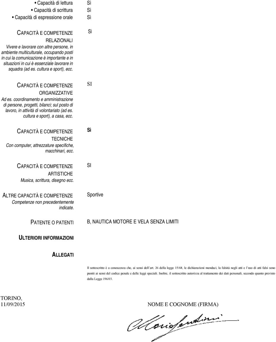 coordinamento e amministrazione di persone, progetti, bilanci; sul posto di, in attività di volontariato (ad es. cultura e sport), a casa, ecc.