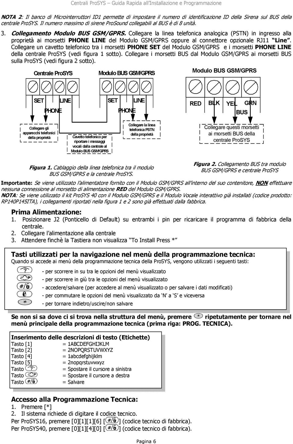 Collegare la linea telefonica analogica (PSTN) in ingresso alla proprietà ai morsetti PHONE LINE del Modulo GSM/GPRS oppure al connettore opzionale RJ11 Line.