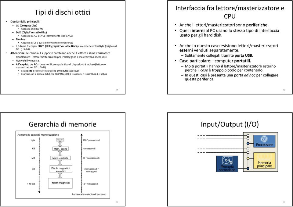 Attenzione: se cambia il supporto cambiano anche il lettore e il masterizzatore Attualmente i lettore/masterizzatori per DVD leggono e masterizzano anche i CD. Non vale il viceversa.