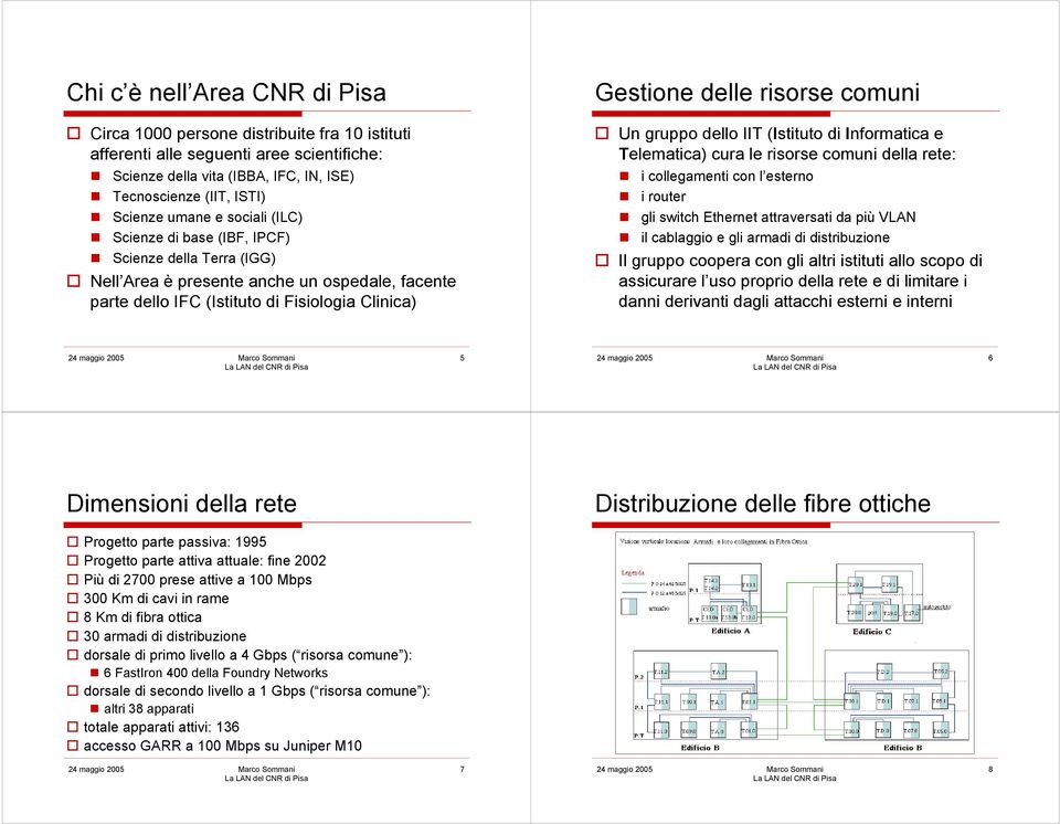 dello IIT (Istituto di Informatica e Telematica) cura le risorse comuni della rete: i collegamenti con l esterno i router gli switch Ethernet attraversati da più LN il cablaggio e gli armadi di