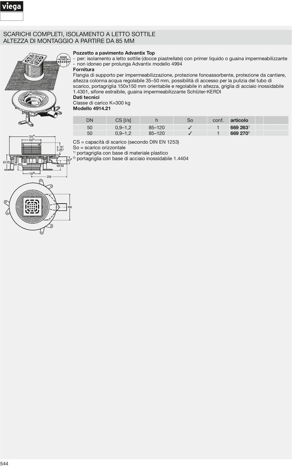 possibiità di accesso per a puizia de tubo di scarico, portagrigia 0x0 mm orientabie e regoabie in atezza, grigia di acciaio inossidabie.