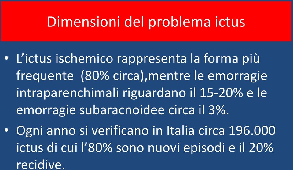 15-20% e le emorragie subaracnoidee circa il 3%.