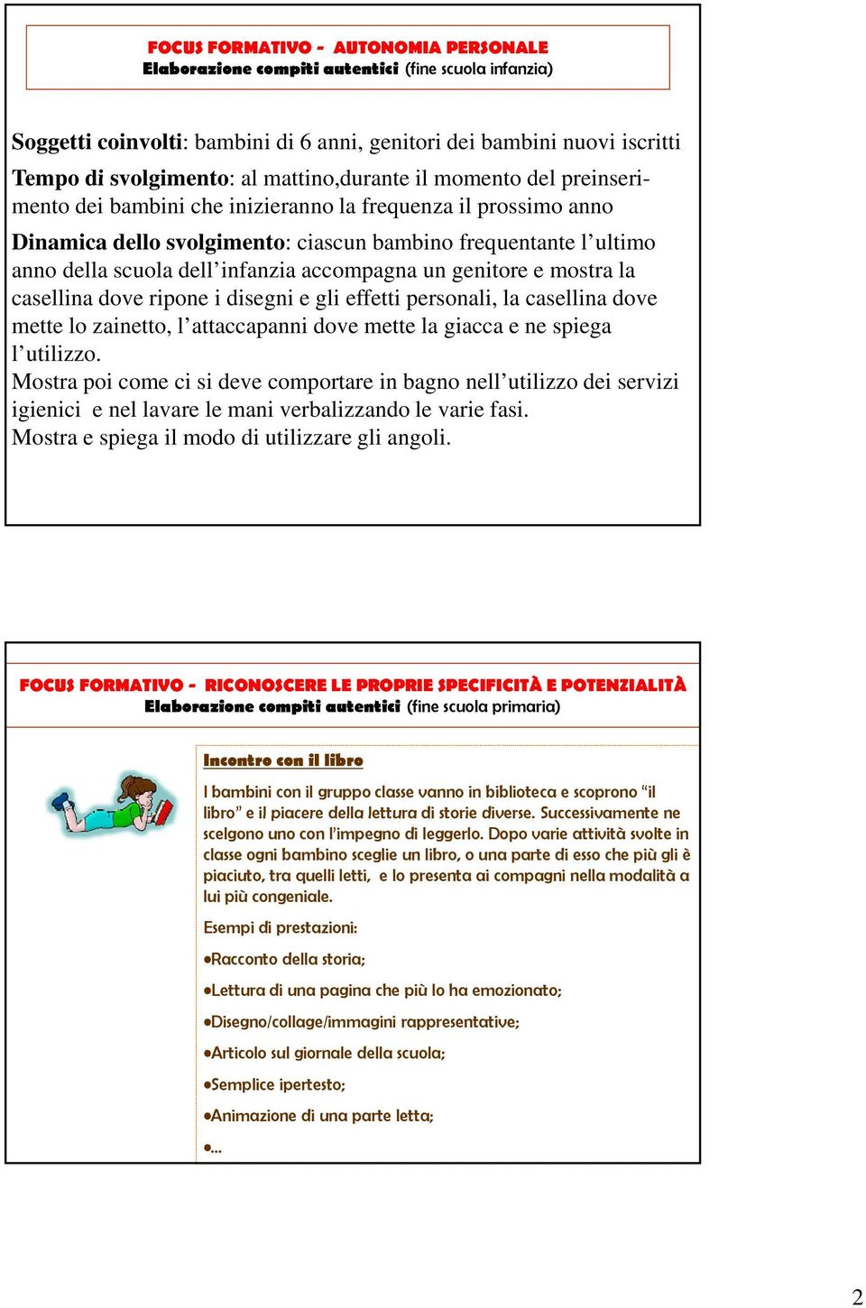 infanzia accompagna un genitore e mostra la casellina dove ripone i disegni e gli effetti personali, la casellina dove mette lo zainetto, l attaccapanni dove mette la giacca e ne spiega l utilizzo