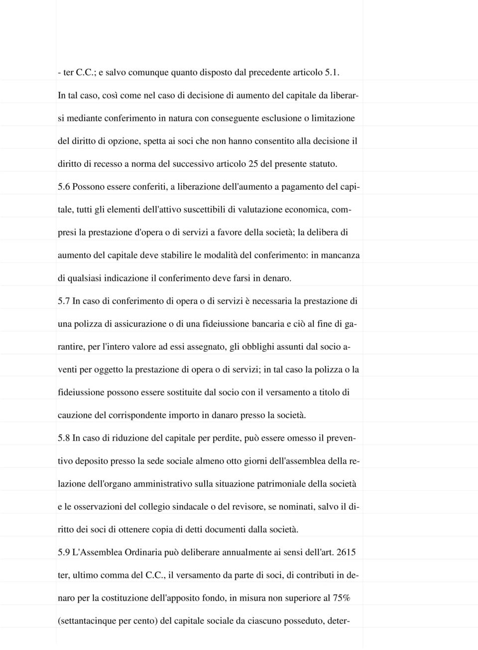 non hanno consentito alla decisione il diritto di recesso a norma del successivo articolo 25 del presente statuto. 5.