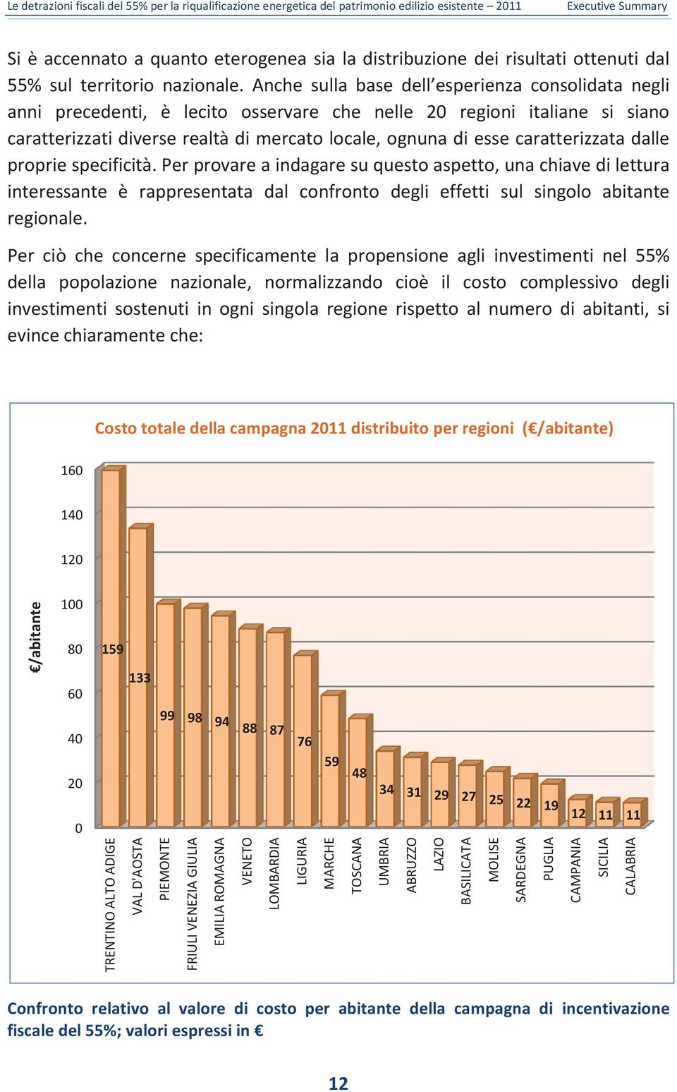 caratterizzata dalle proprie specificità. Per provare a indagare su questo aspetto, una chiave di lettura interessante è rappresentata dal confronto degli effetti sul singolo abitante regionale.