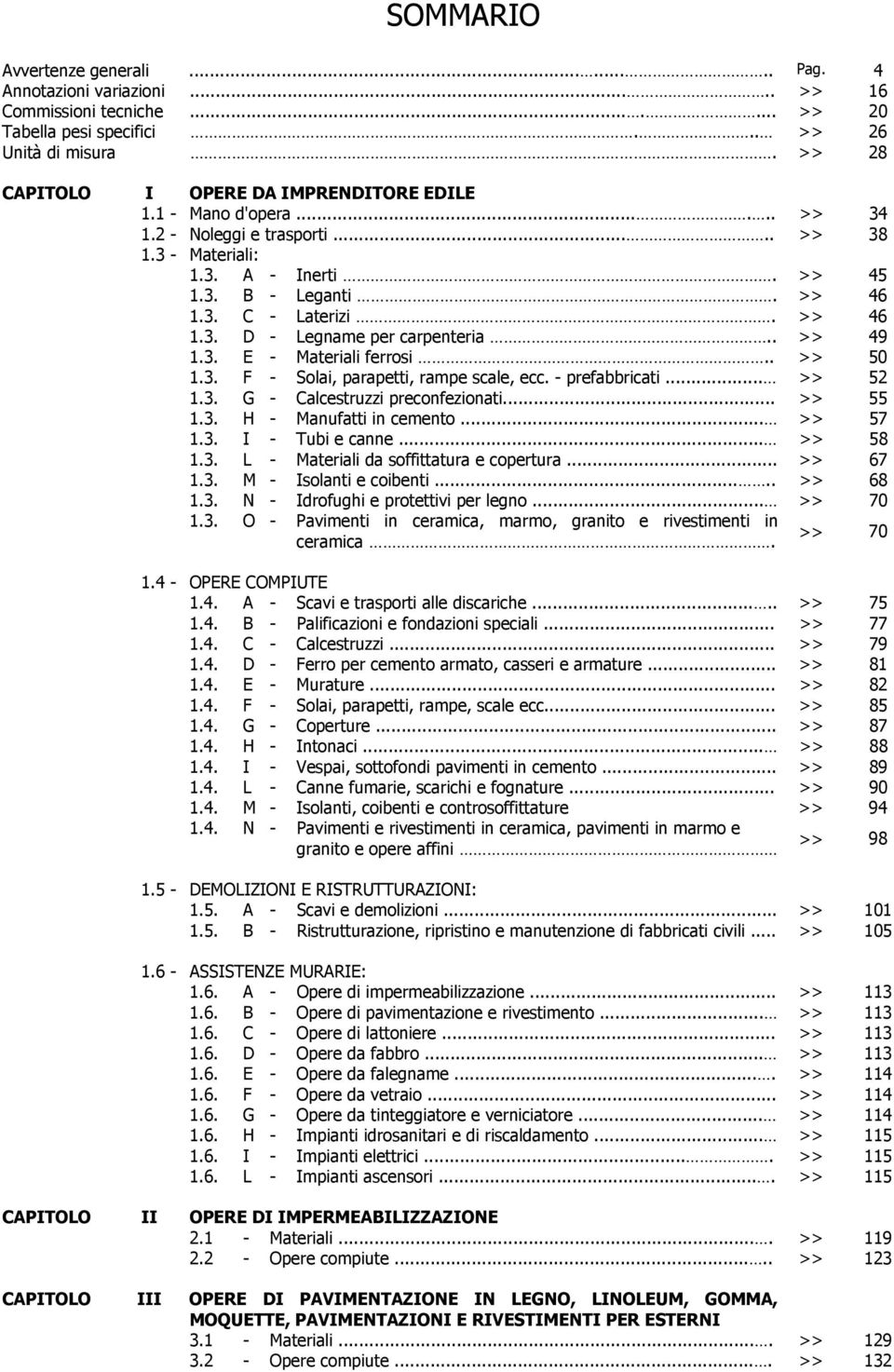 >> 46 1.3. D - Legname per carpenteria.. >> 49 1.3. E - Materiali ferrosi.. >> 50 1.3. F - Solai, parapetti, rampe scale, ecc. - prefabbricati... >> 52 1.3. G - Calcestruzzi preconfezionati... >> 55 1.