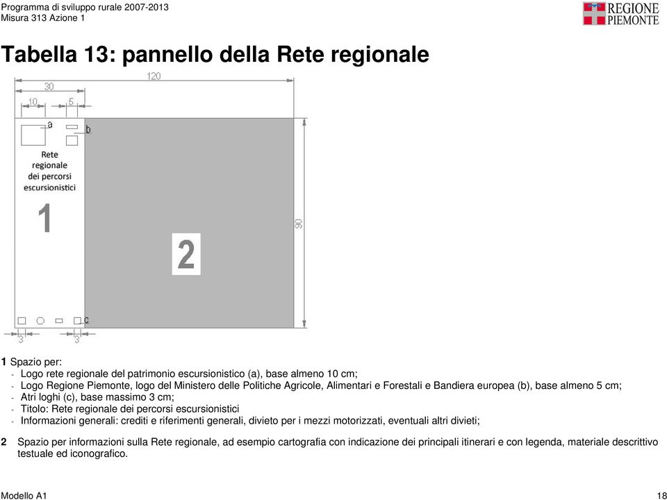 regionale dei percorsi escursionistici - Informazioni generali: crediti e riferimenti generali, divieto per i mezzi motorizzati, eventuali altri divieti; 2 Spazio