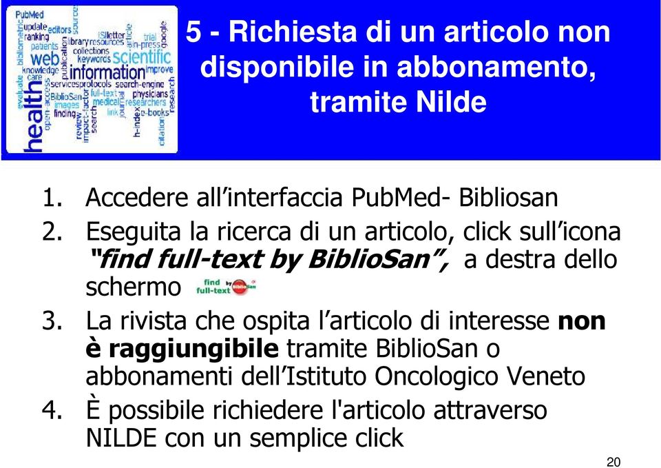 Eseguita la ricerca di un articolo, click sull icona find full-text by BiblioSan, a destra dello schermo 3.