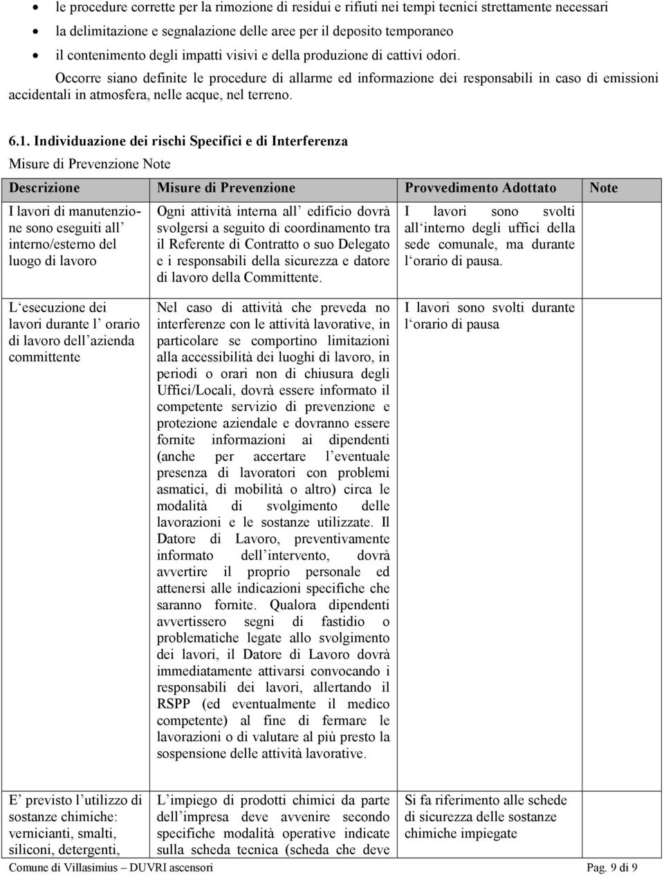 Occorre siano definite le procedure di allarme ed informazione dei responsabili in caso di emissioni accidentali in atmosfera, nelle acque, nel terreno. 6.1.