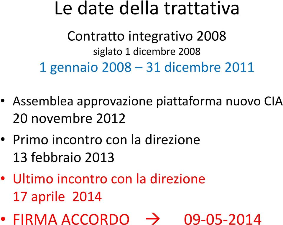 nuovo CIA 20 novembre 2012 Primo incontro con la direzione 13 febbraio