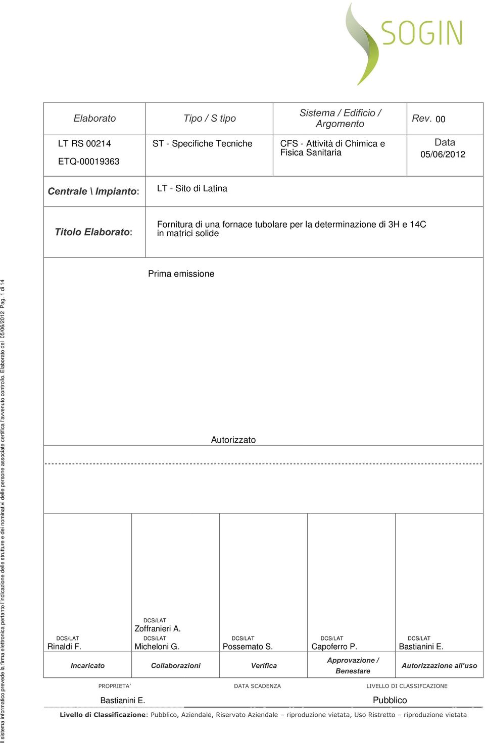 strutture e dei nominativi delle persone associate certifica l'avvenuto controllo. Elaborato del 05/06/2012 Pag.