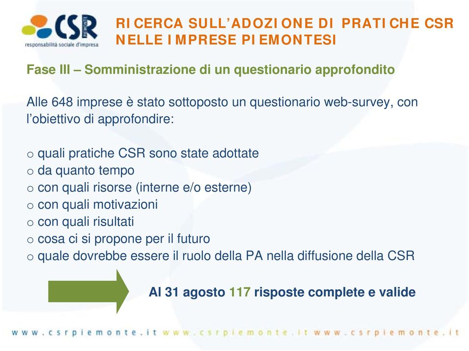 quanto tempo o con quali risorse (interne e/o esterne) o con quali motivazioni o con quali risultati o cosa ci si propone