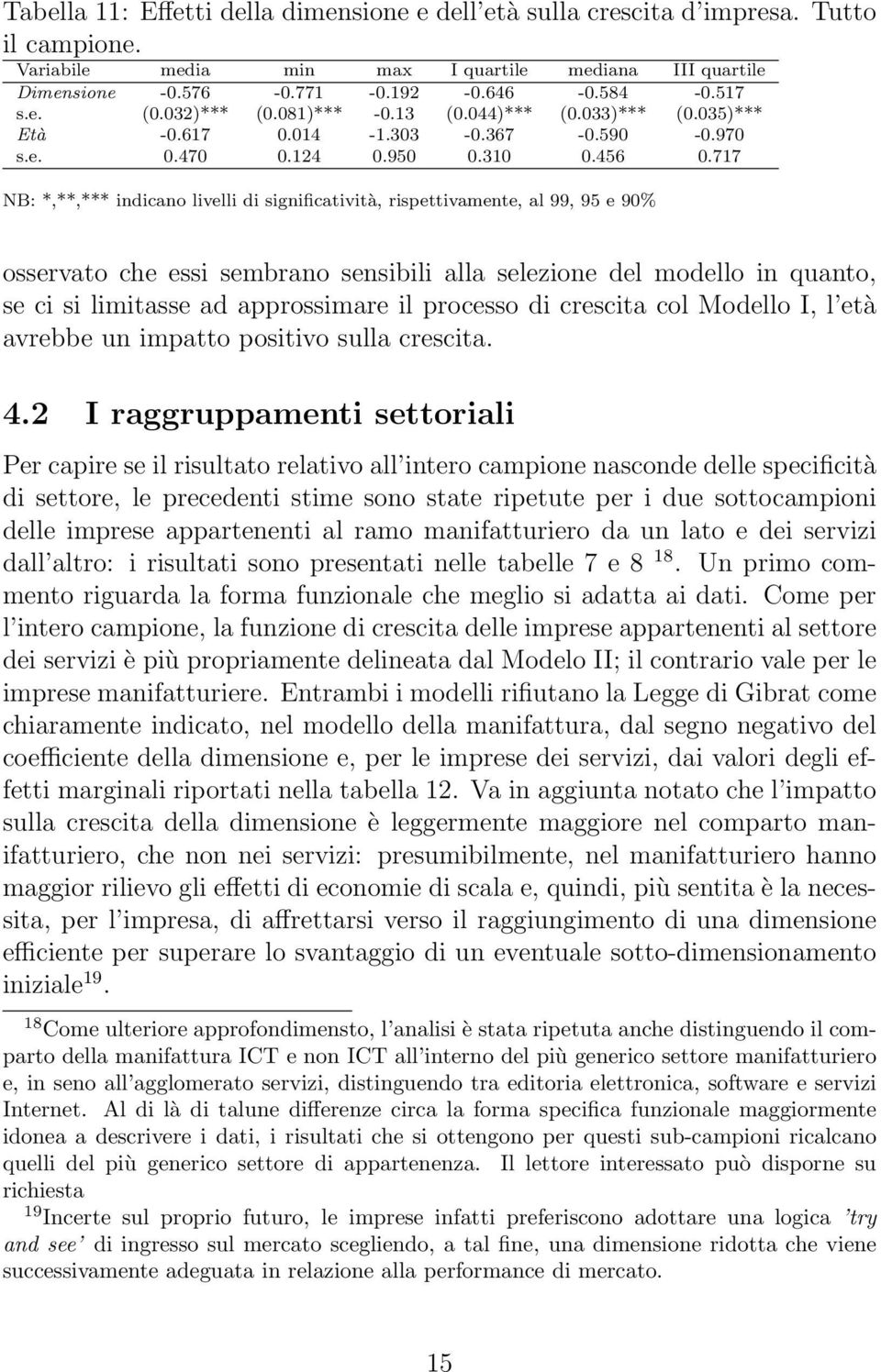 717 NB: *,**,*** indicano livelli di significatività, rispettivamente, al 99, 95 e 90% osservato che essi sembrano sensibili alla selezione del modello in quanto, se ci si limitasse ad approssimare