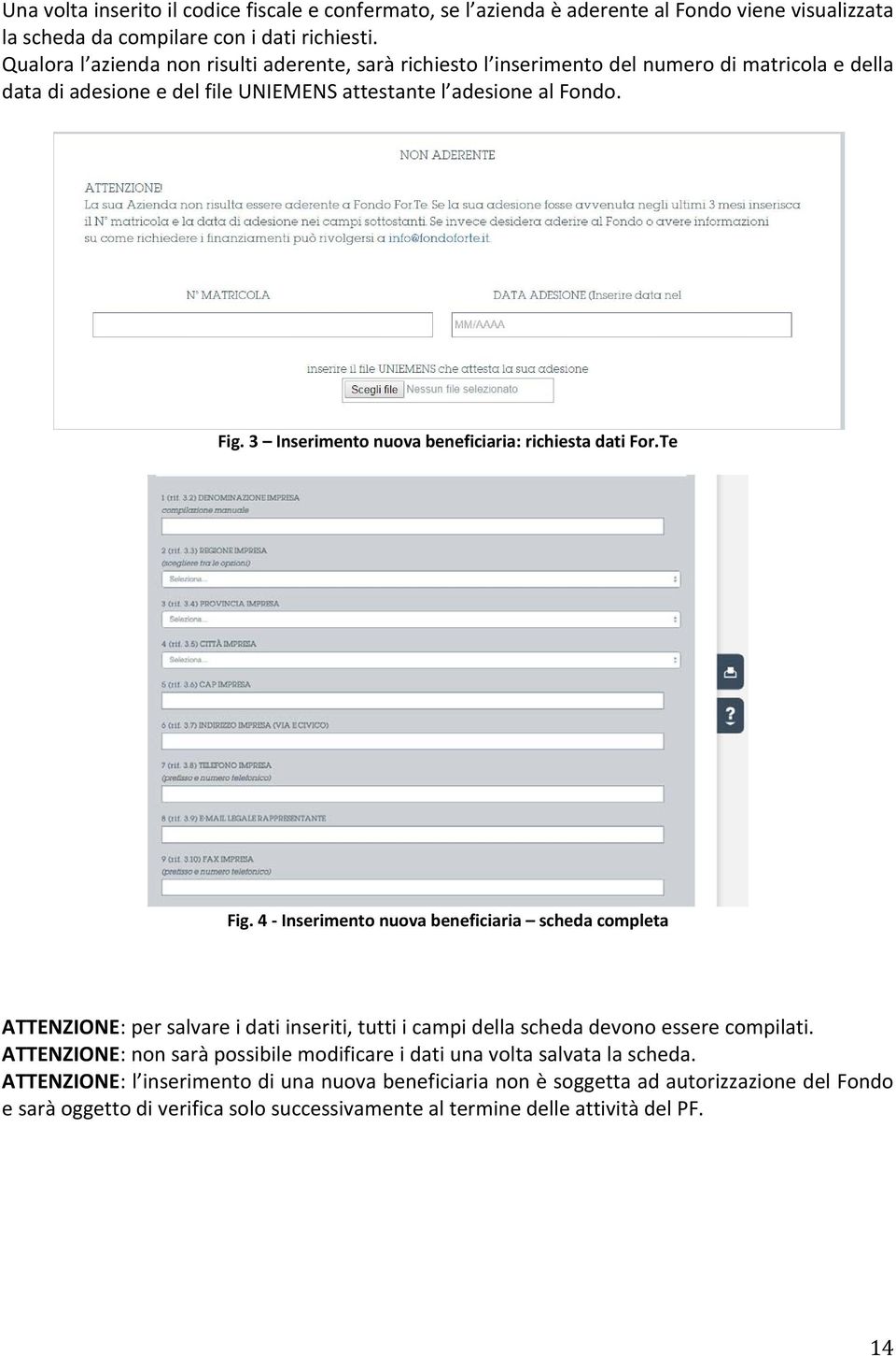 3 Inserimento nuova beneficiaria: richiesta dati For.Te Fig.