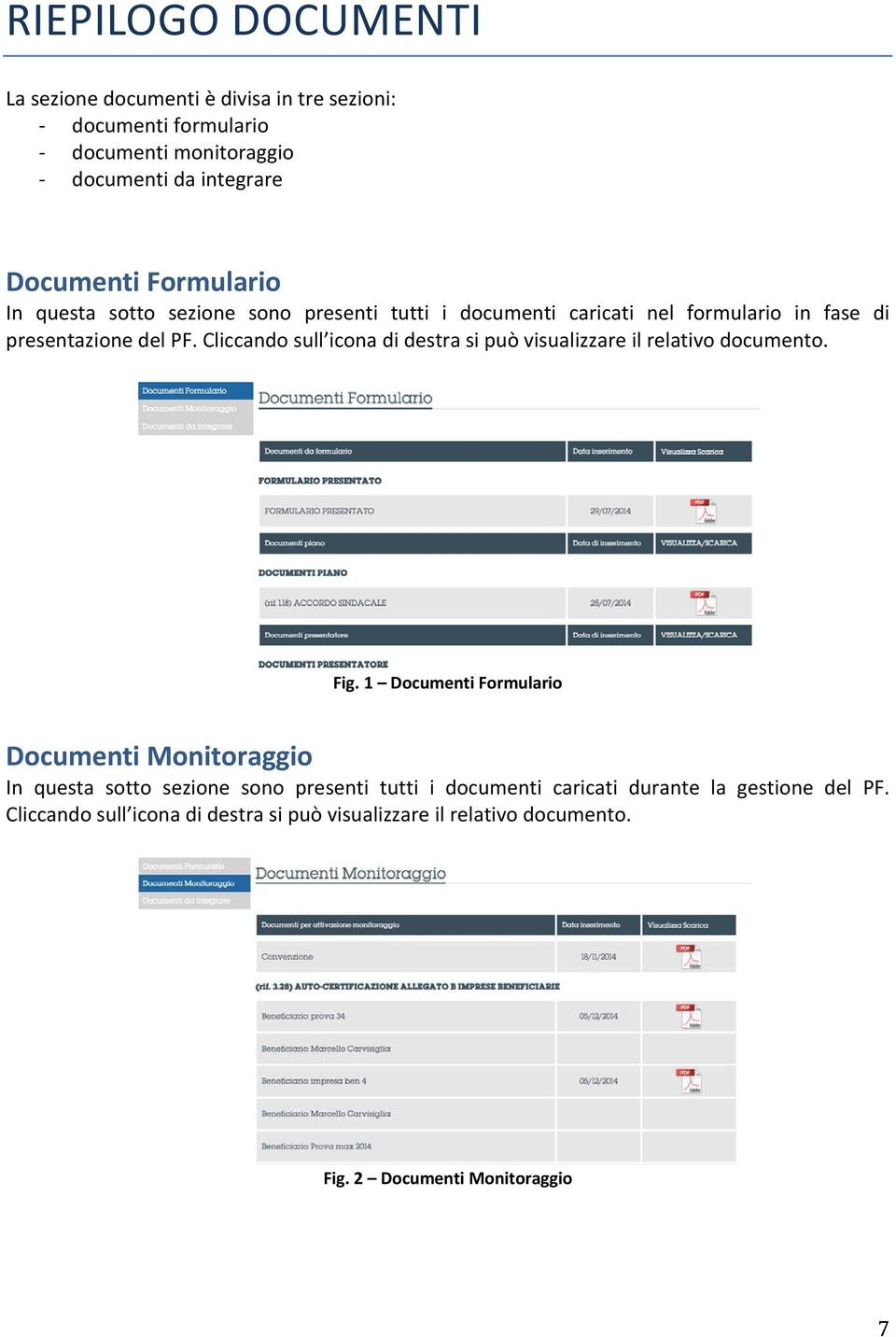 Cliccando sull icona di destra si può visualizzare il relativo documento. Fig.