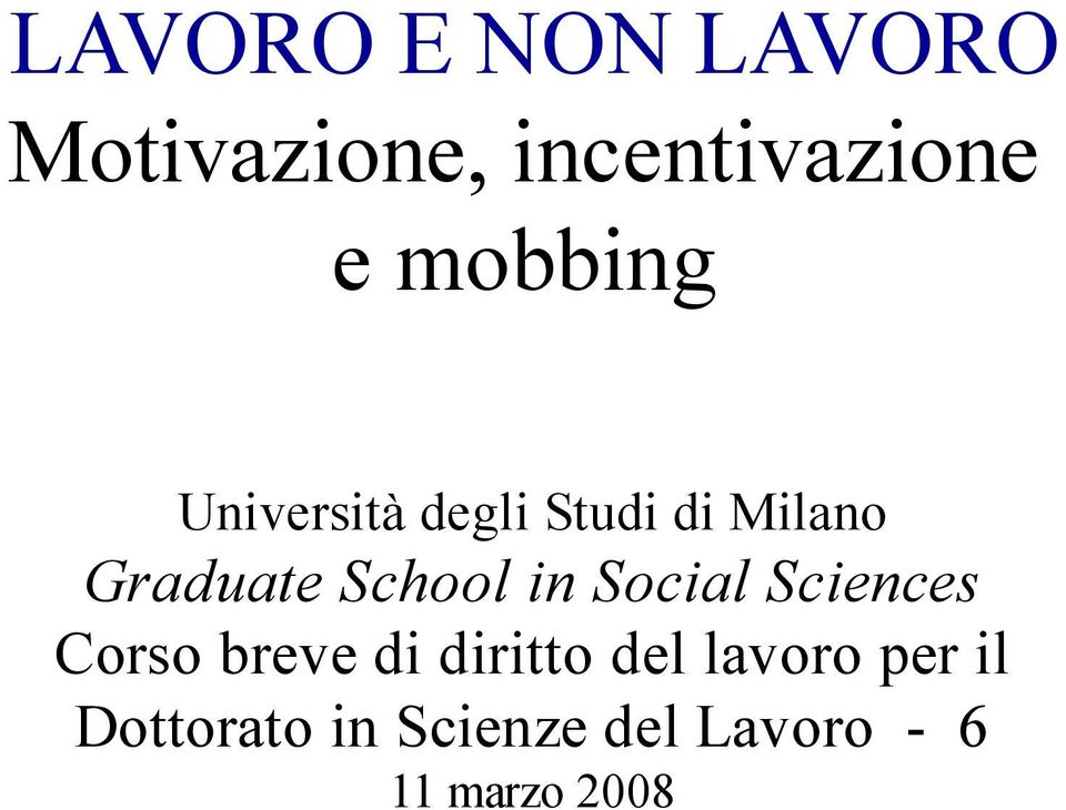 School in Social Sciences Corso breve di diritto del