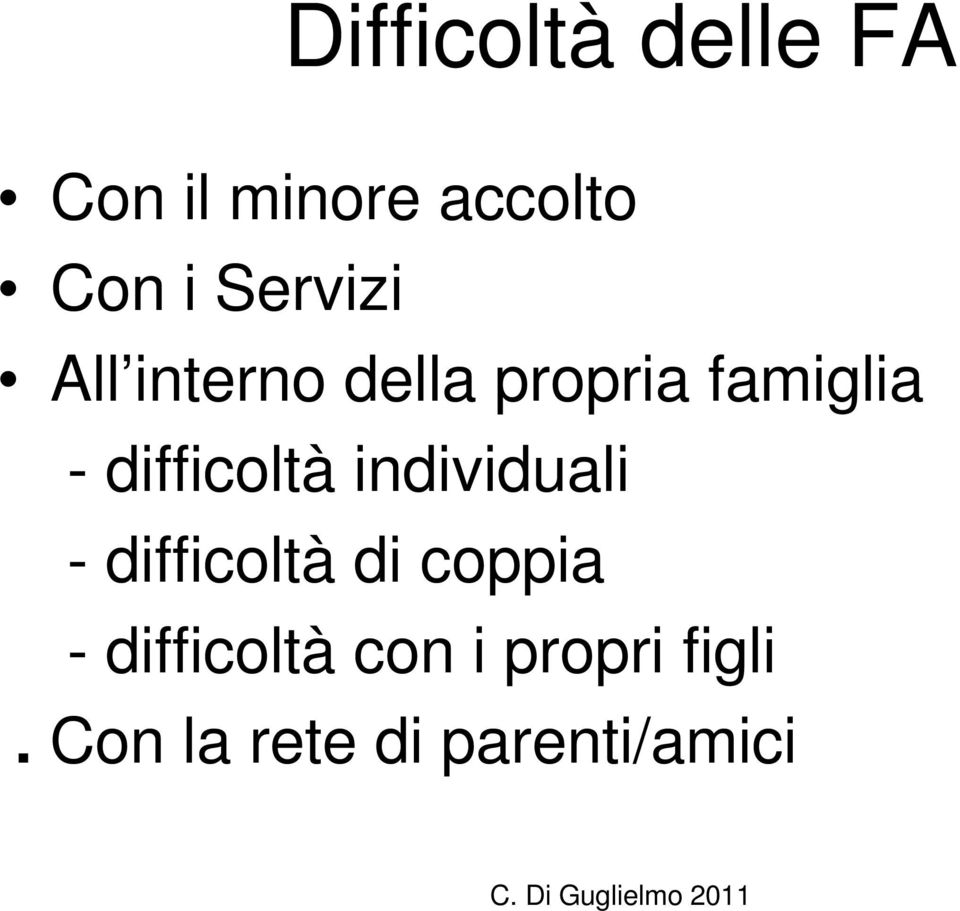 difficoltà individuali - difficoltà di coppia -