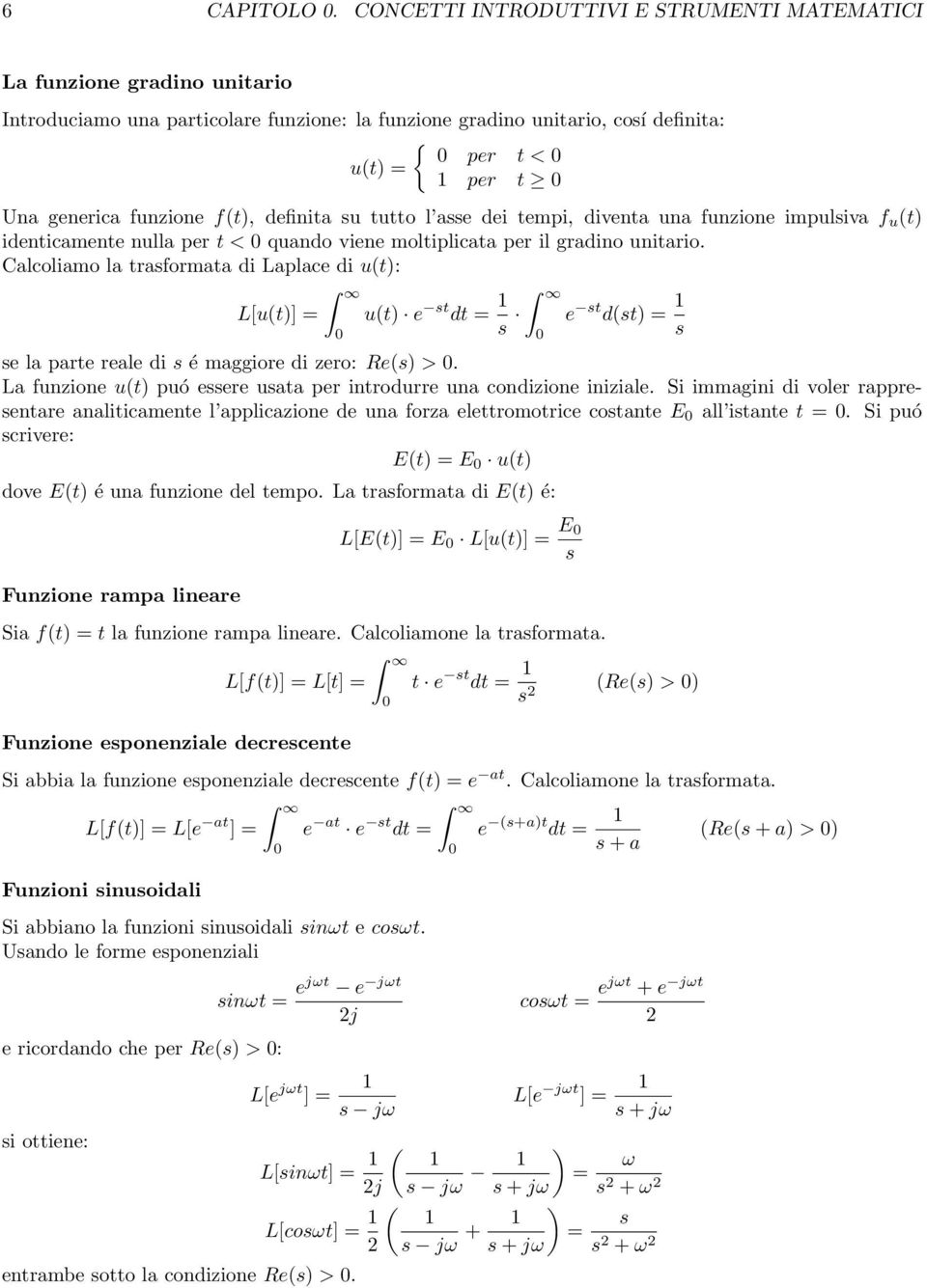 generica funzione f(t), definita su tutto l asse dei tempi, diventa una funzione impulsiva f u (t) identicamente nulla per t < 0 quando viene moltiplicata per il gradino unitario.