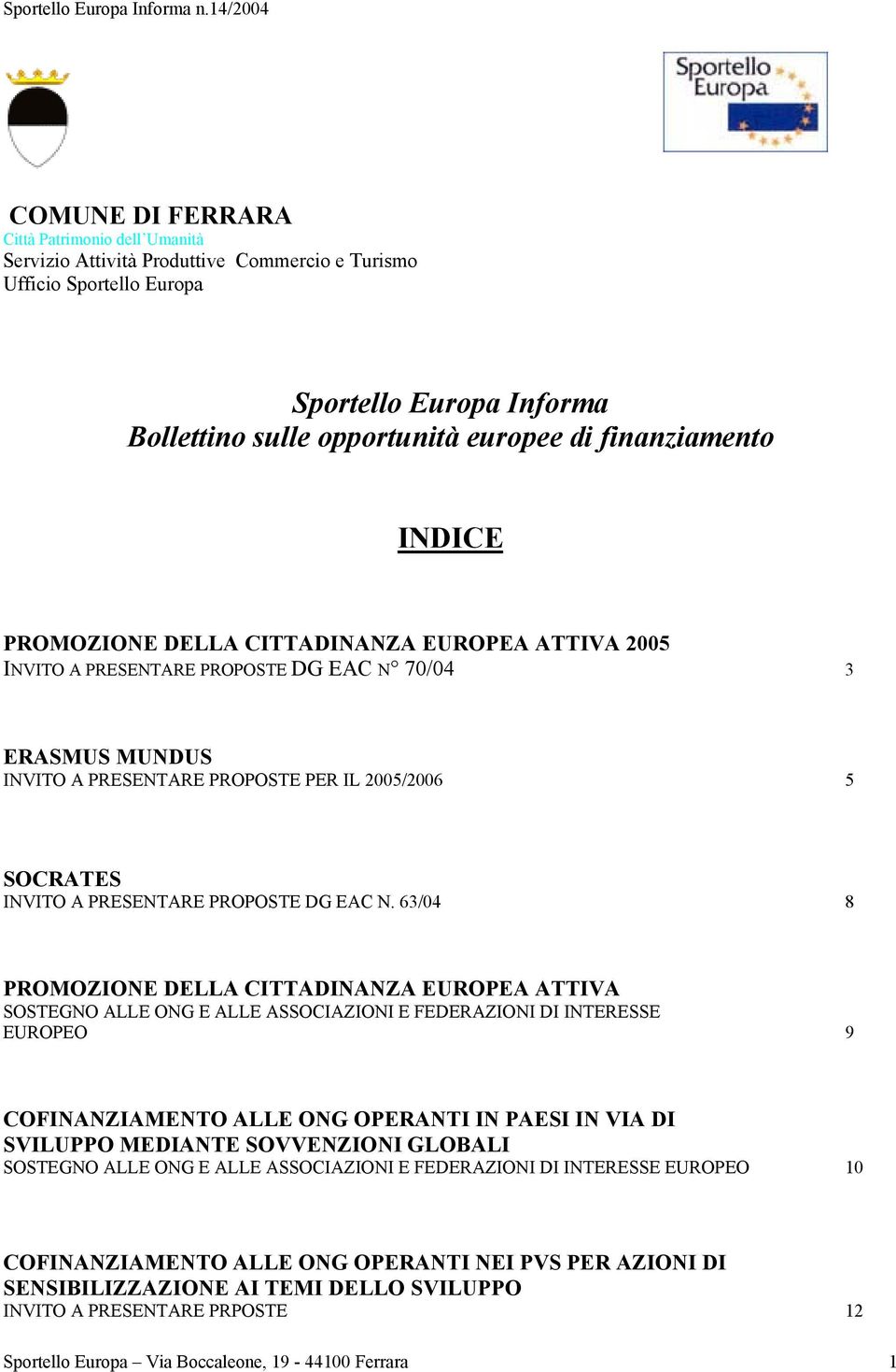 PRESENTARE PROPOSTE DG EAC N.