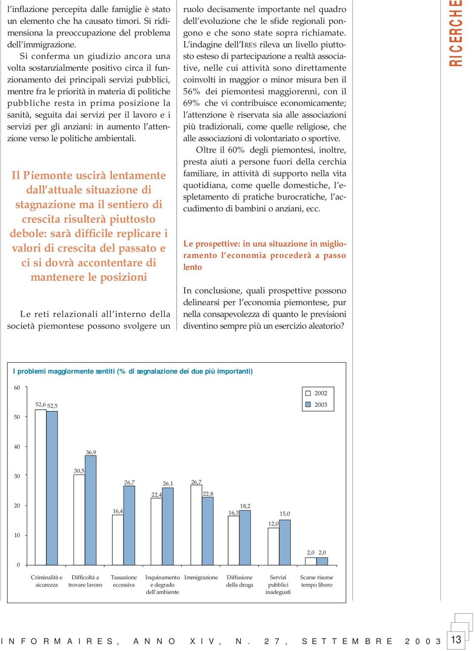 posizione la sanità, seguita dai servizi per il lavoro e i servizi per gli anziani: in aumento l attenzione verso le politiche ambientali.