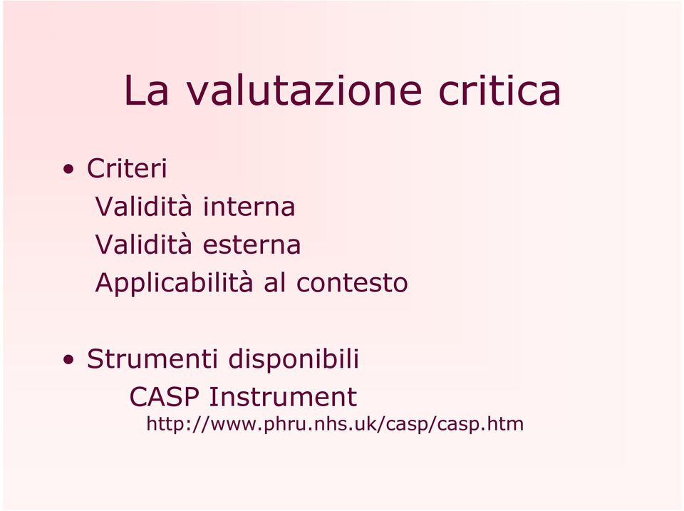 contesto Strumenti disponibili CASP