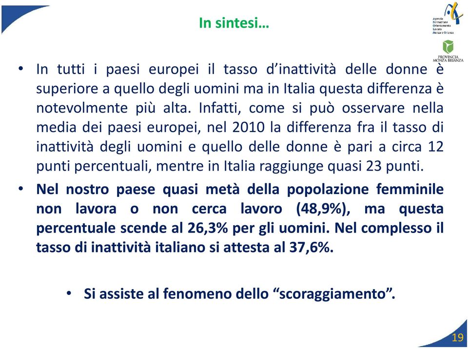 12 punti percentuali, mentre in Italia raggiunge quasi 23 punti.