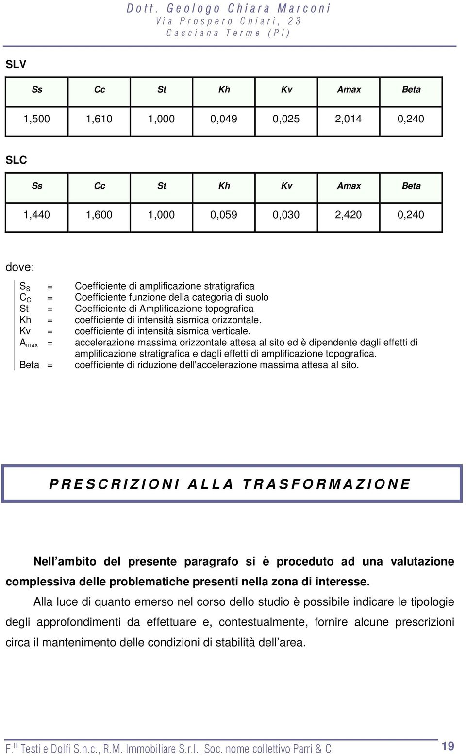 Kv = coefficiente di intensità sismica verticale.