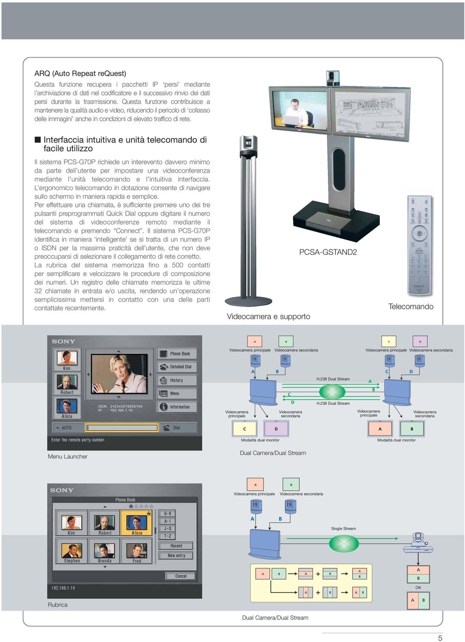 Interfaccia intuitiva e unità telecomando di facile utilizzo Il sistema PCS-G70P richiede un interevento davvero minimo da parte dell utente per impostare una videoconferenza mediante l unità