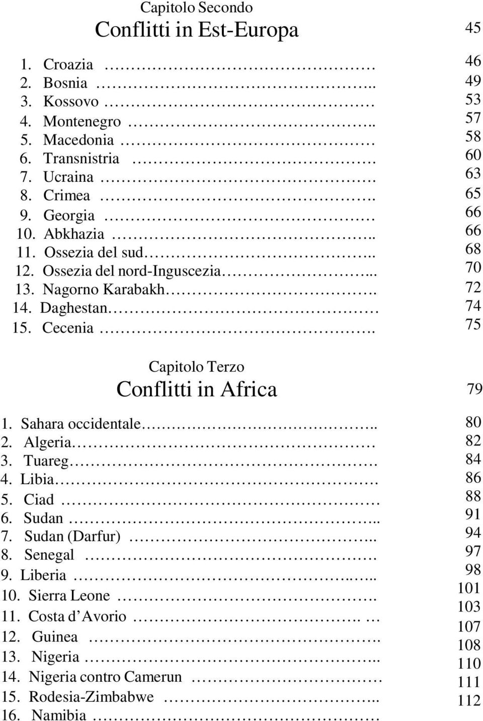 Sahara occidentale.. 2. Algeria 3. Tuareg. 4. Libia. 5. Ciad 6. Sudan.. 7. Sudan (Darfur).. 8. Senegal. 9. Liberia.... 10. Sierra Leone. 11. Costa d Avorio. 12.