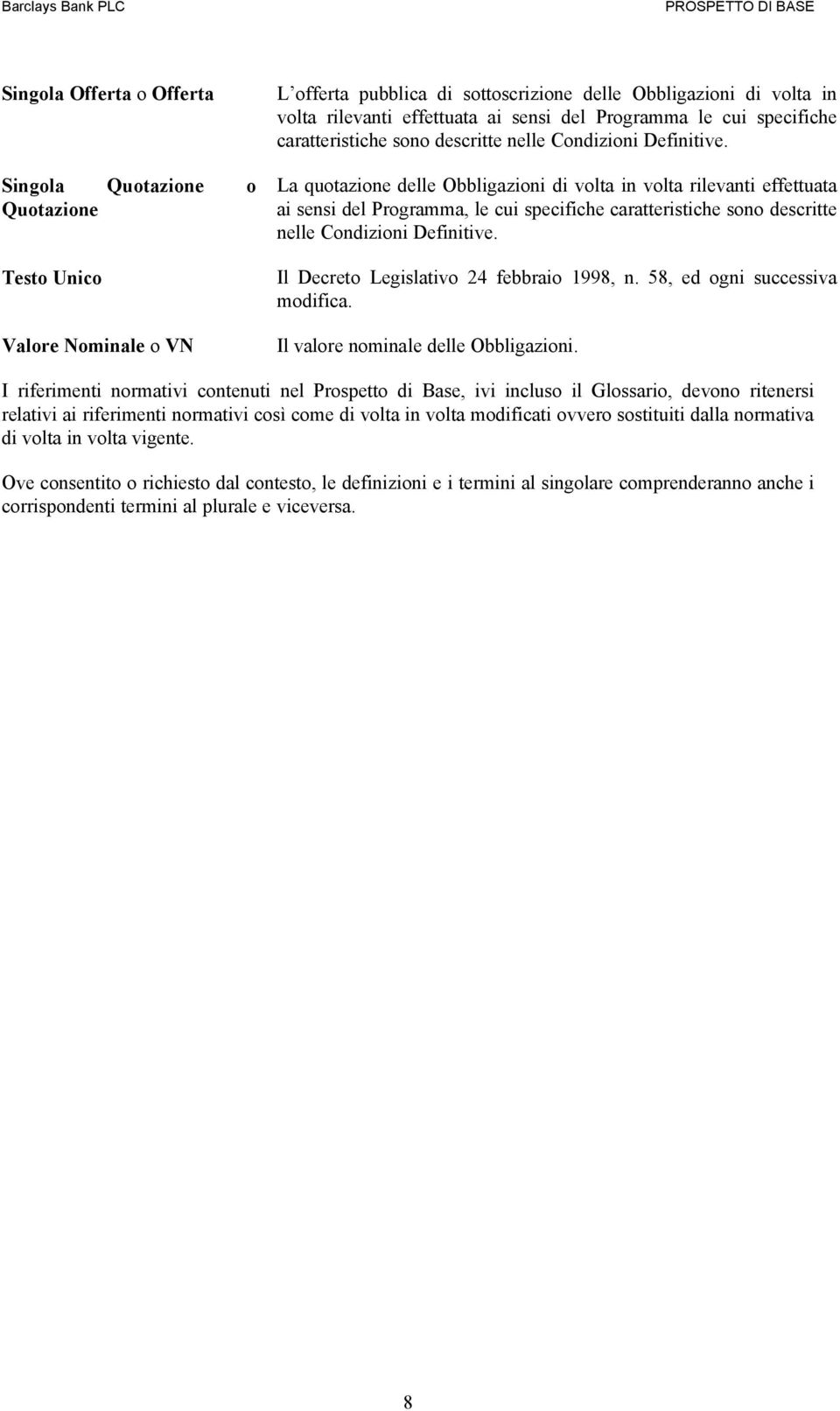 La quotazione delle Obbligazioni di volta in volta rilevanti effettuata ai sensi del Programma, le cui specifiche caratteristiche sono descritte nelle Condizioni Definitive.