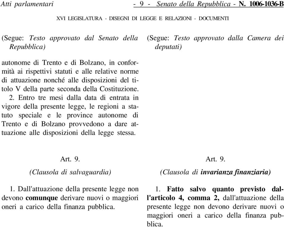 Entro tre mesi dalla data di entrata in vigore della presente legge, le regioni a statuto speciale e le province autonome di Trento e di Bolzano provvedono a dare attuazione alle disposizioni della