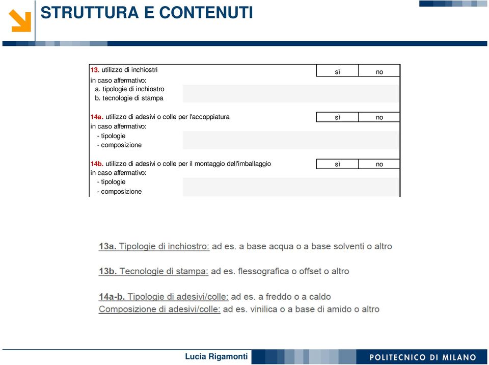 utilizzo di adesivi o colle per l'accoppiatura sì no in caso affermativo: -