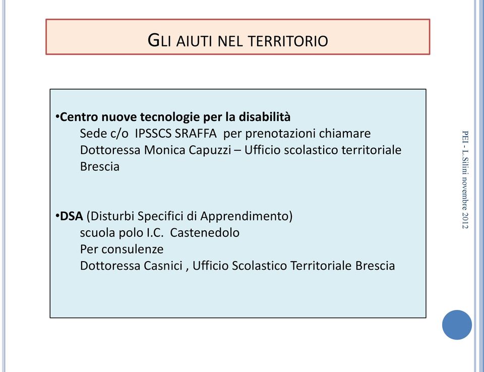 scolastico territoriale Brescia DSA (Disturbi Specifici di Apprendimento) scuola