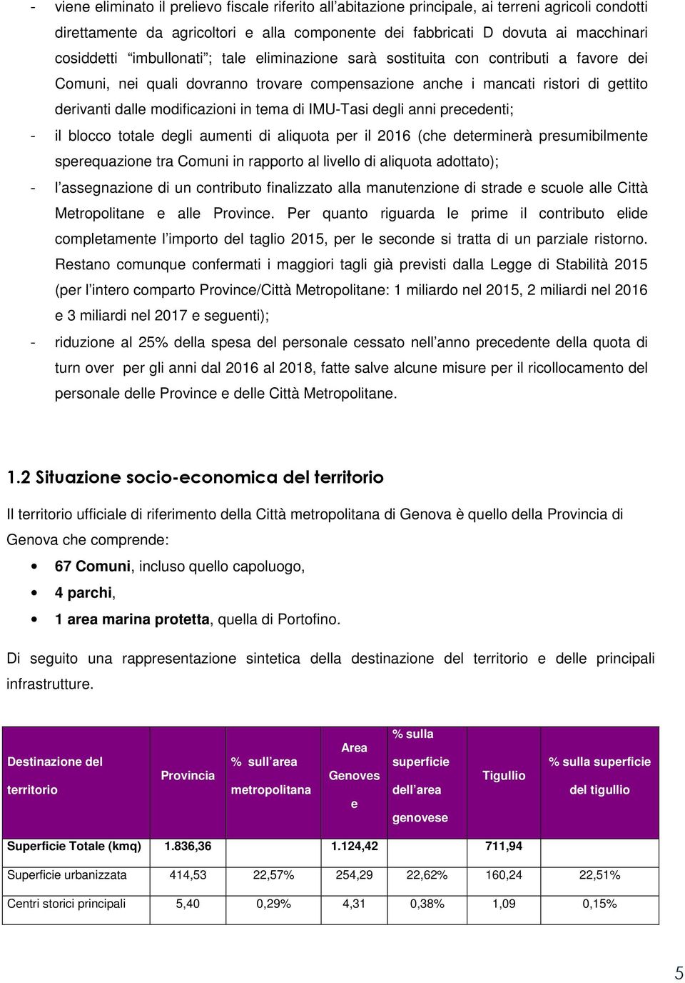 di IMU-Tasi degli anni precedenti; - il blocco totale degli aumenti di aliquota per il 2016 (che determinerà presumibilmente sperequazione tra Comuni in rapporto al livello di aliquota adottato); - l