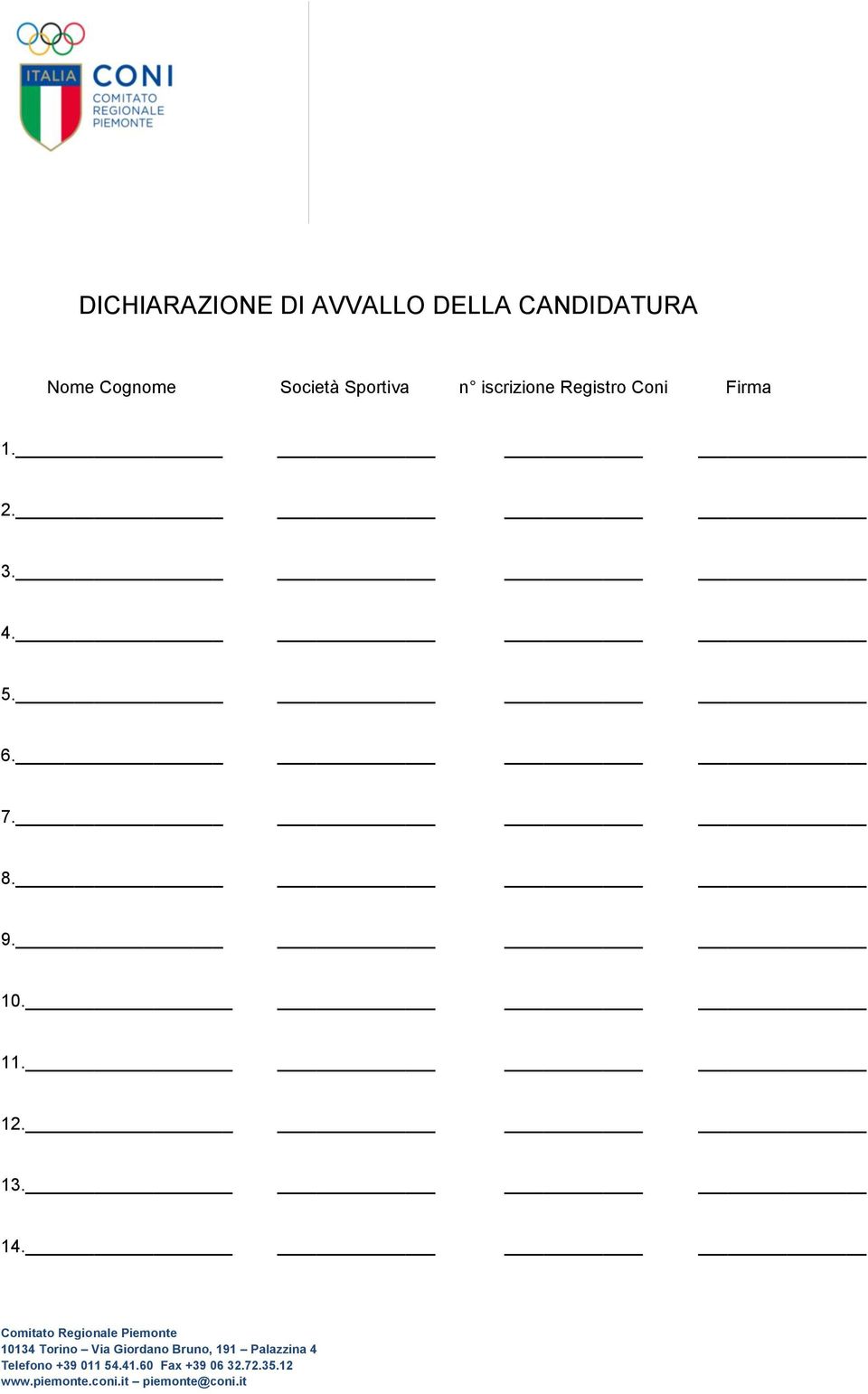 Sportiva n iscrizione Registro Coni