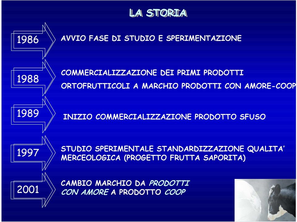 COMMERCIALIZZAZIONE PRODOTTO SFUSO 1997 STUDIO SPERIMENTALE STANDARDIZZAZIONE QUALITA