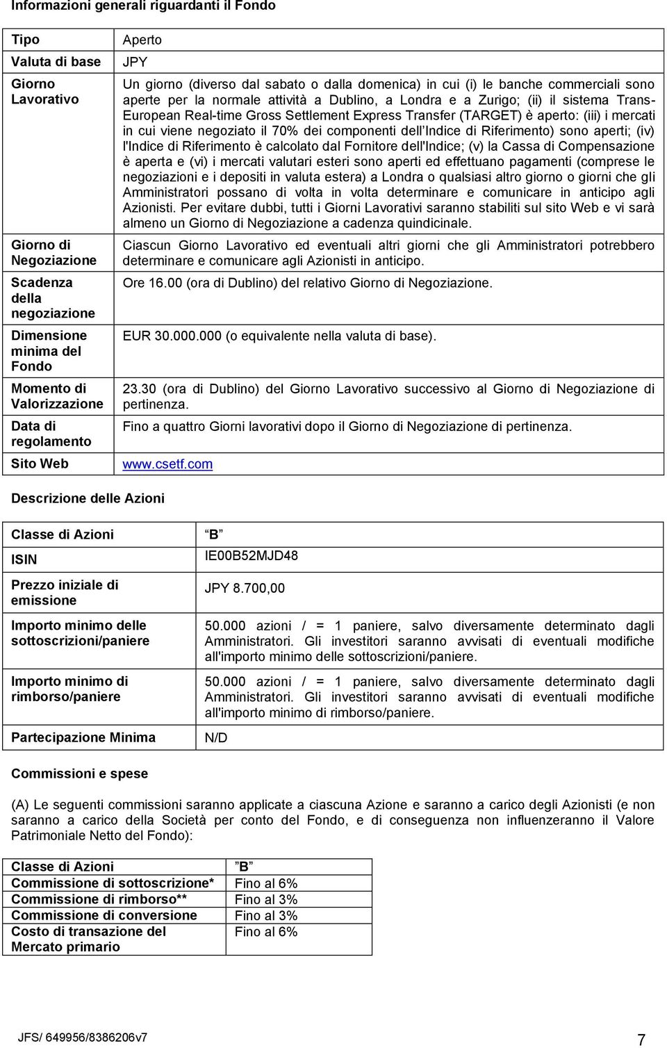 Trans- European Real-time Gross Settlement Express Transfer (TARGET) è aperto: (iii) i mercati in cui viene negoziato il 70% dei componenti dell Indice di Riferimento) sono aperti; (iv) l'indice di