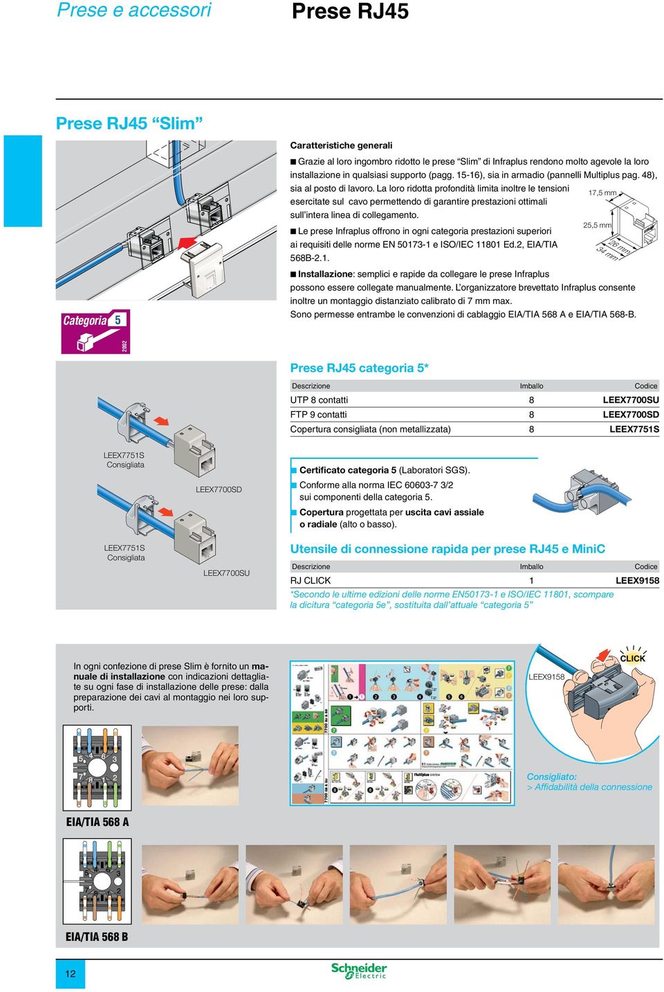 La loro ridotta profondità limita inoltre le tensioni 17,5 mm esercitate sul cavo permettendo di garantire prestazioni ottimali sull intera linea di collegamento.