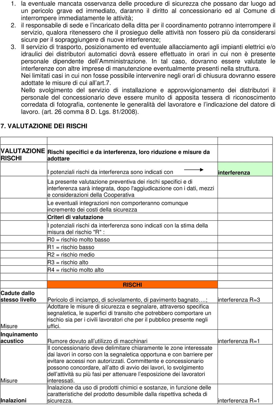 il responsabile di sede e l incaricato della ditta per il coordinamento potranno interrompere il servizio, qualora ritenessero che il prosieguo delle attività non fossero più da considerarsi sicure