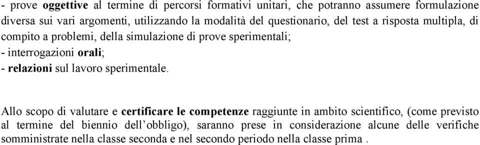 relazioni sul lavoro sperimentale.