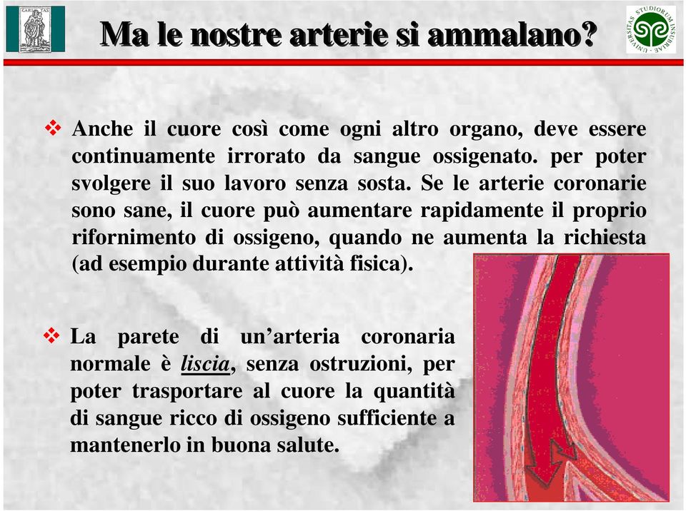 Se le arterie coronarie sono sane, il cuore può aumentare rapidamente il proprio rifornimento di ossigeno, quando ne aumenta la