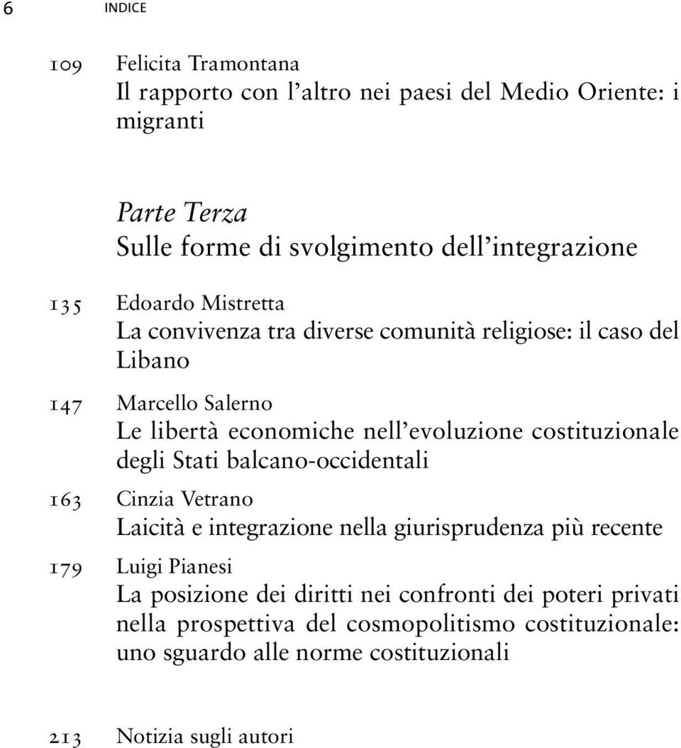 costituzionale degli Stati balcano-occidentali 163 Cinzia Vetrano Laicità e integrazione nella giurisprudenza più recente 179 Luigi Pianesi La posizione