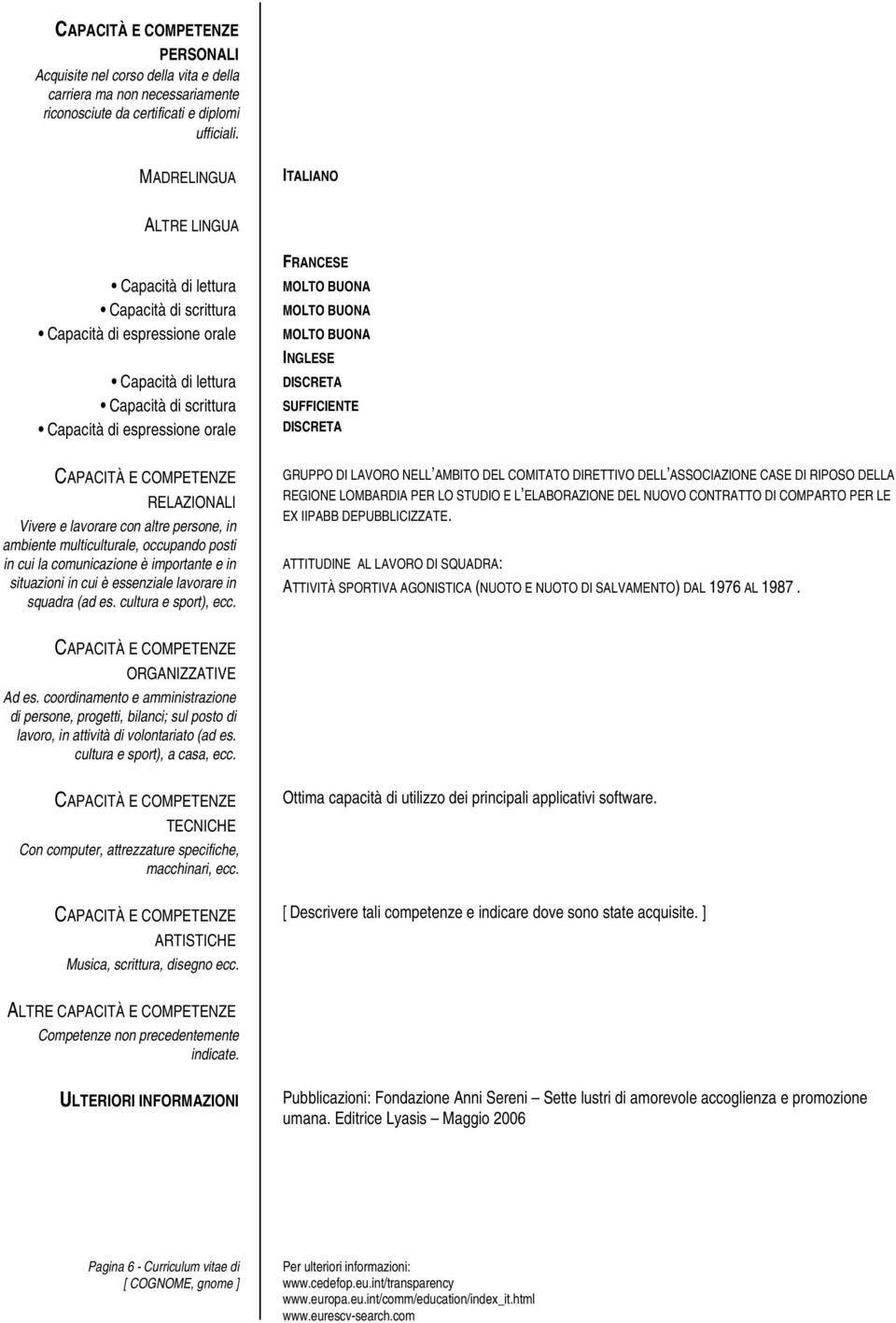 MOLTO BUONA MOLTO BUONA INGLESE DISCRETA SUFFICIENTE DISCRETA RELAZIONALI Vivere e lavorare con altre persone, in ambiente multiculturale, occupando posti in cui la comunicazione è importante e in