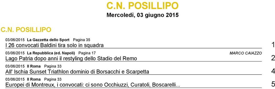 Napoli) Pagina 17 MARCO CAIAZZO Lago Patria dopo anni il restyling dello Stadio del Remo 2 03/06/2015 Il Roma