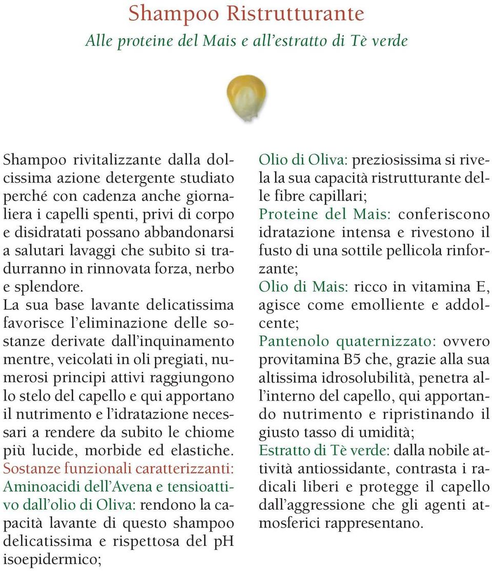 La sua base lavante delicatissima favorisce l eliminazione delle sostanze derivate dall inquinamento mentre, veicolati in oli pregiati, numerosi principi attivi raggiungono lo stelo del capello e qui