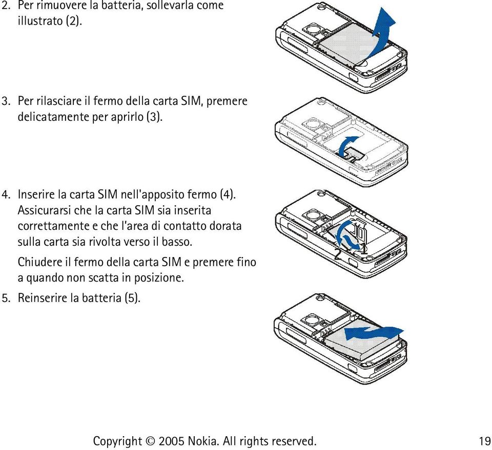 Inserire la carta SIM nell'apposito fermo (4).