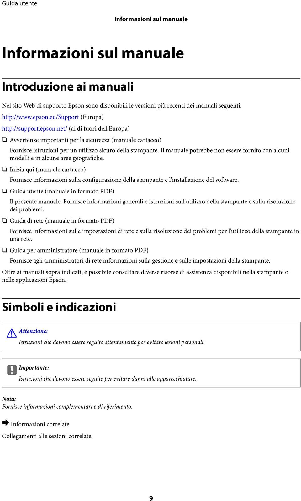 Il manuale potrebbe non essere fornito con alcuni modelli e in alcune aree geografiche.